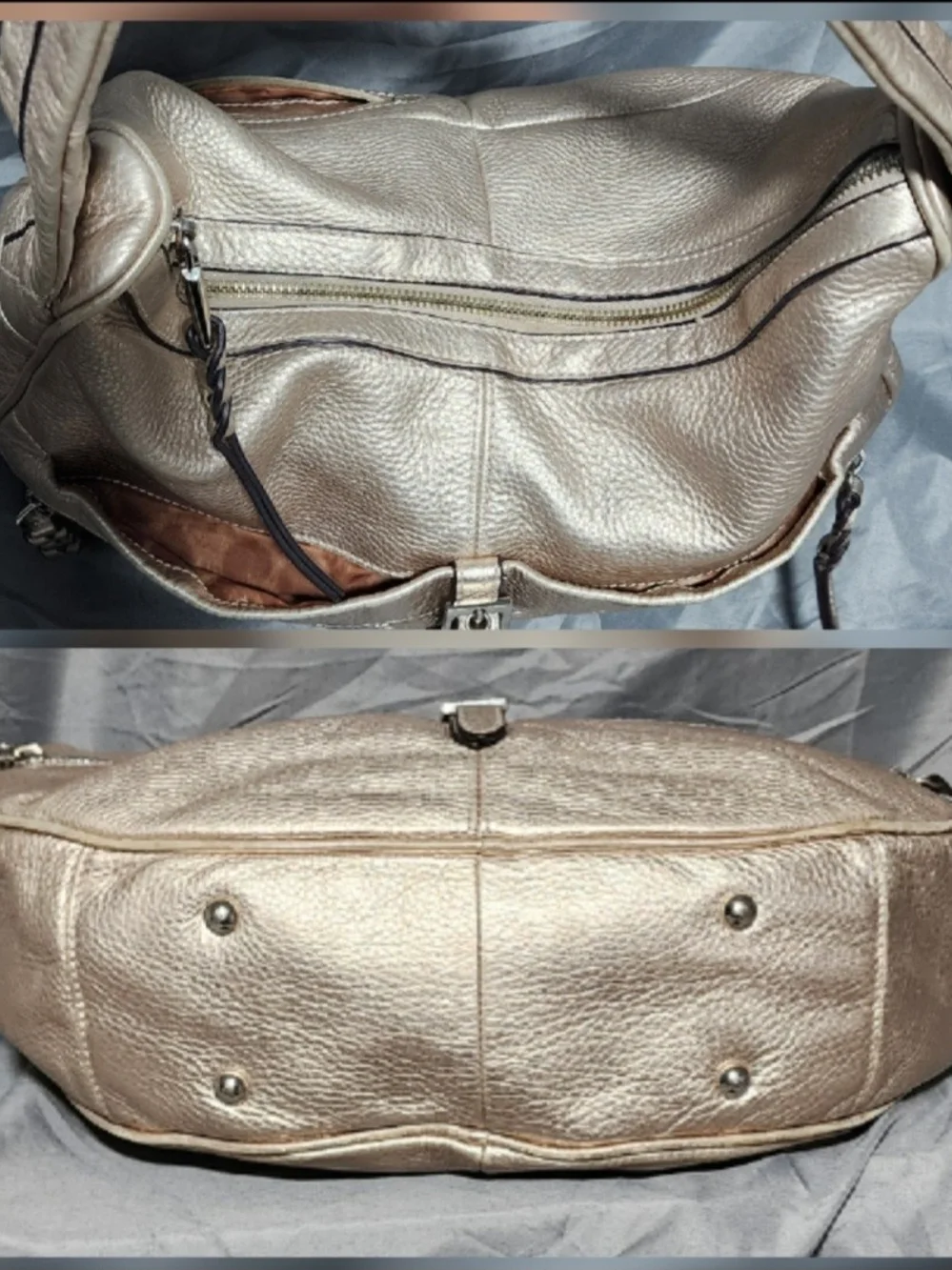 B. Makowsky Metallic Leather Hobo Shoulderbag Purse
